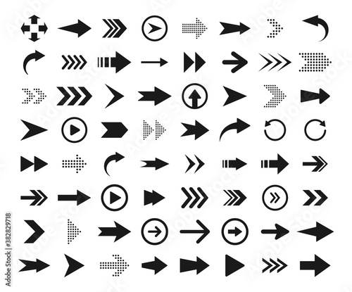 Arrows big black icon set. Collection of arrows for web design, interface, mobile applications. Arrow icon. Modern simple arrows. © Vlad