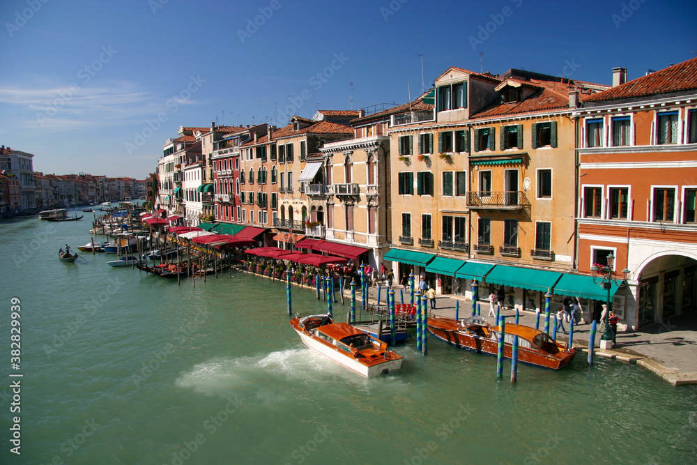 View of the Grand Canal in Venice from Rialto Bridge