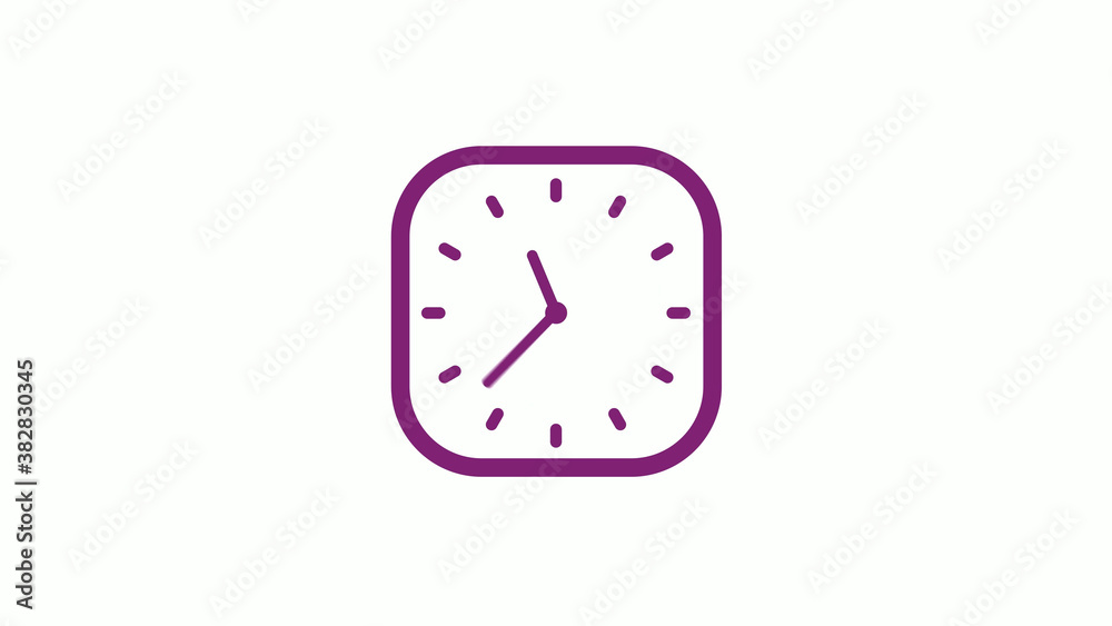 Amazing pink dark square clock isolated on white background,clock icon,12 hours clock icon Amazing pink dark square clock isolated on white background,clock icon,12 hours clock icon