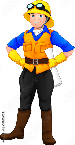 cute boy wearing project foreman outfit
