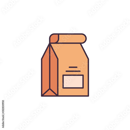 Fast food delivery paper bag vector icon symbol isolated on white background
