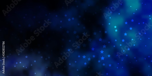 Dark BLUE vector template with neon stars.