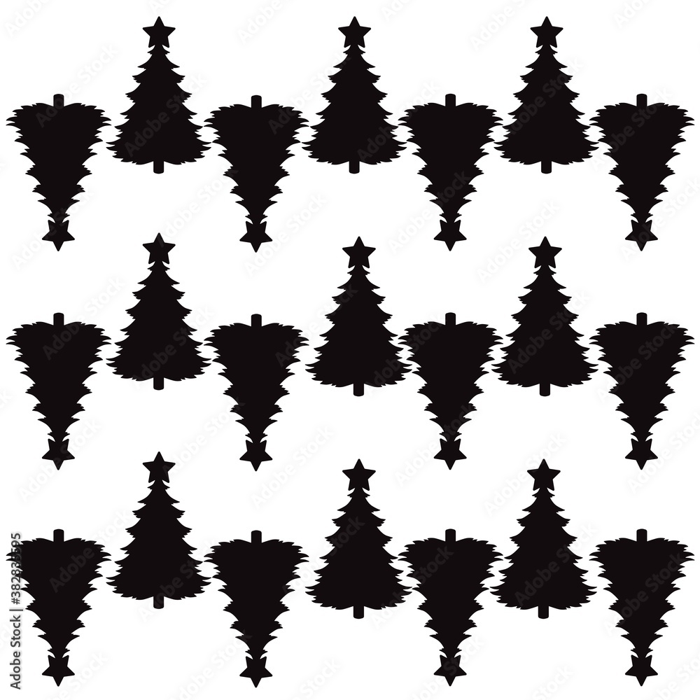 Black Silhouette Christmas Background Pattern, Vector, Illustration