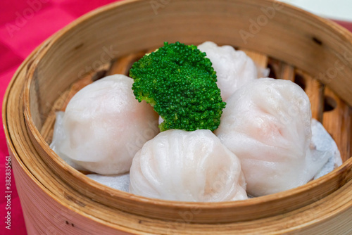 A Cantonese morning tea dim sum, Steamed shrimp dumplings