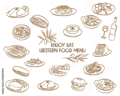 Western food menu line icon