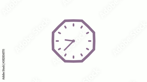 New pink gray counting down 12 hours clock icon on white background,clock icon