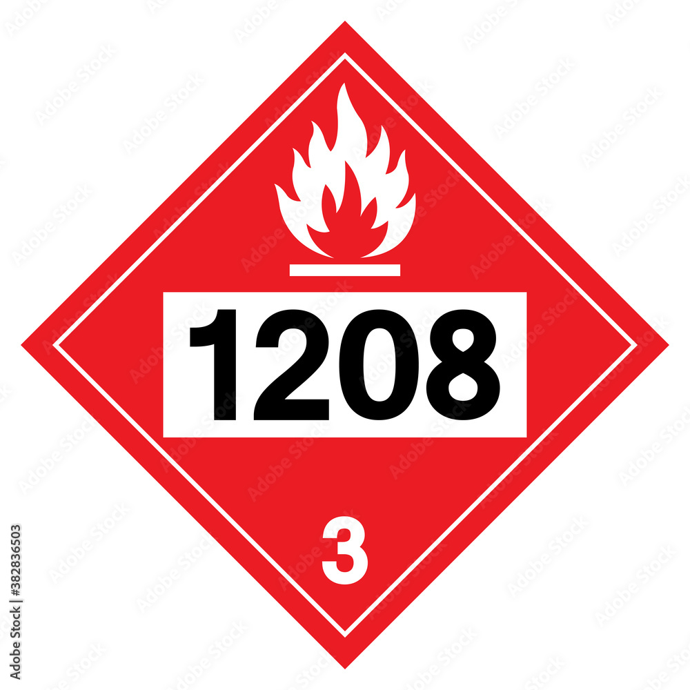 Class 3 Hexanes UN1208 Symbol Sign, Vector Illustration, Isolate On White Background, Label .EPS10 Class 3 Hexanes UN1208 Symbol Sign, Vector Illustration, Isolate On White Background, Label .EPS10