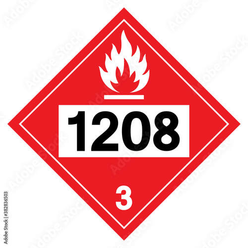 Class 3 Hexanes UN1208 Symbol Sign, Vector Illustration, Isolate On White Background, Label .EPS10