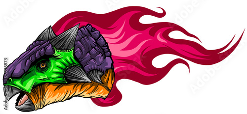 Vector illustration Ankylosaurus with flame. design art