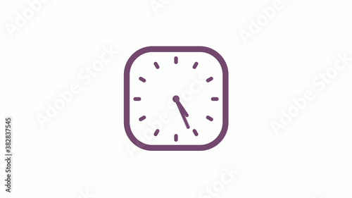 12 hours pink dark square clock icon on white background,clock isolated © MSH