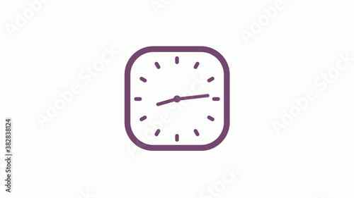 Amazing pink dark square 12 hours clock icon on white background,clock isolated © MSH