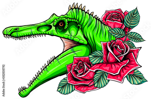 dinosaurus Spinosaurus head art vector illustration design