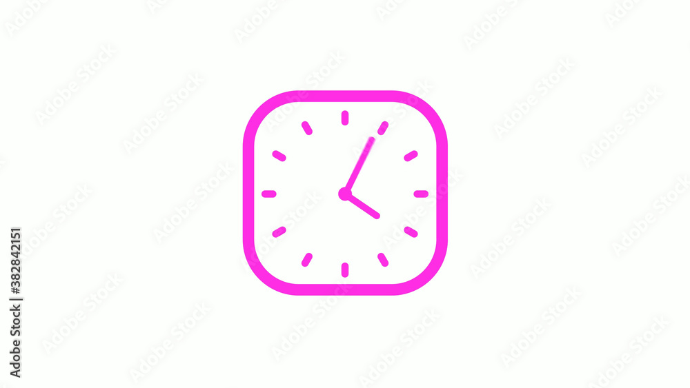 New pink color square 12 hours counting down clock icon on white background,clock icon New pink color square 12 hours counting down clock icon on white background,clock icon