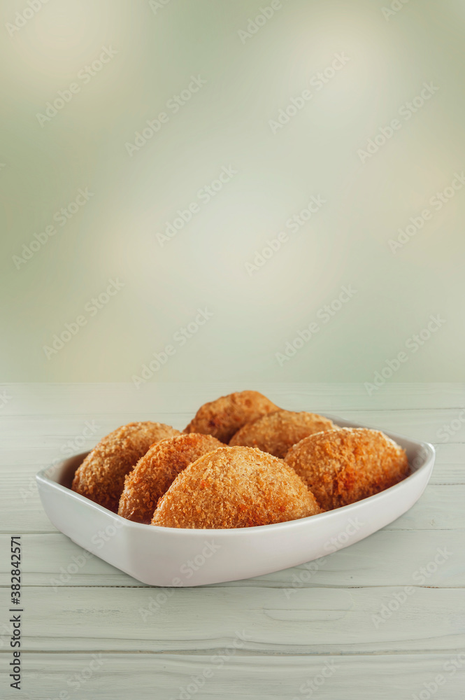 Brazilian snack deep fried beef croquette isolated - Risolis de carne Brazilian snack deep fried beef croquette isolated - Risolis de carne