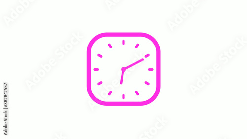 New pink color square clock icon on white background,clock icon,clock isolated © MSH