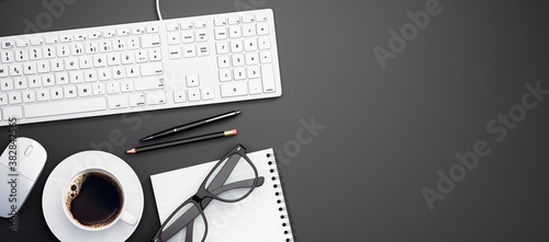 Home Office - Schreibtisch - Arbeitsplatz mit Laptop und Freiraum 