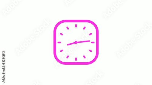 New pink color square clock icon on white background,clock icon,clock isolated © MSH