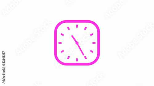 Fototapeta Naklejka Na Ścianę i Meble -  New pink color square clock icon on white background,clock icon,clock isolated