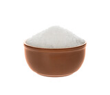Bowl with natural salt isolated on white