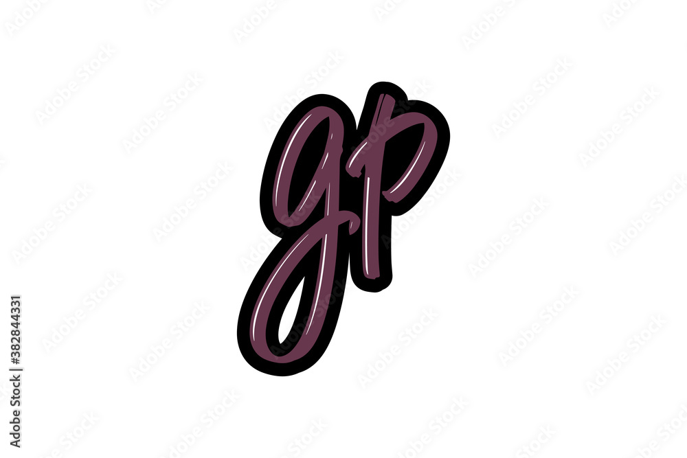 GP hand drawn modern brush lettering logo. GP hand drawn modern brush lettering logo.