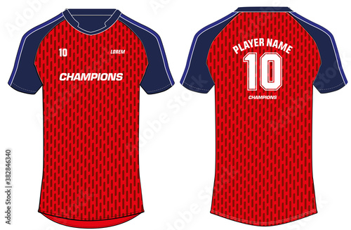 Sports t-shirt jersey design template, mock up sports kit with front and back view 
