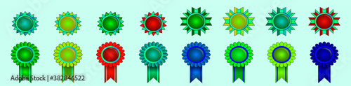 set of cockade with ribbon cartoon icon design template with various models. vector illustration isolated on blue background