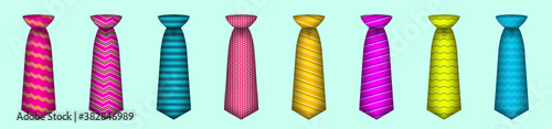 set of ties cartoon icon design template with various models. vector illustration isolated on blue background