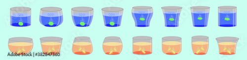 set of effervescent tablet in glass cartoon icon design template with various models. vector illustration isolated on blue background