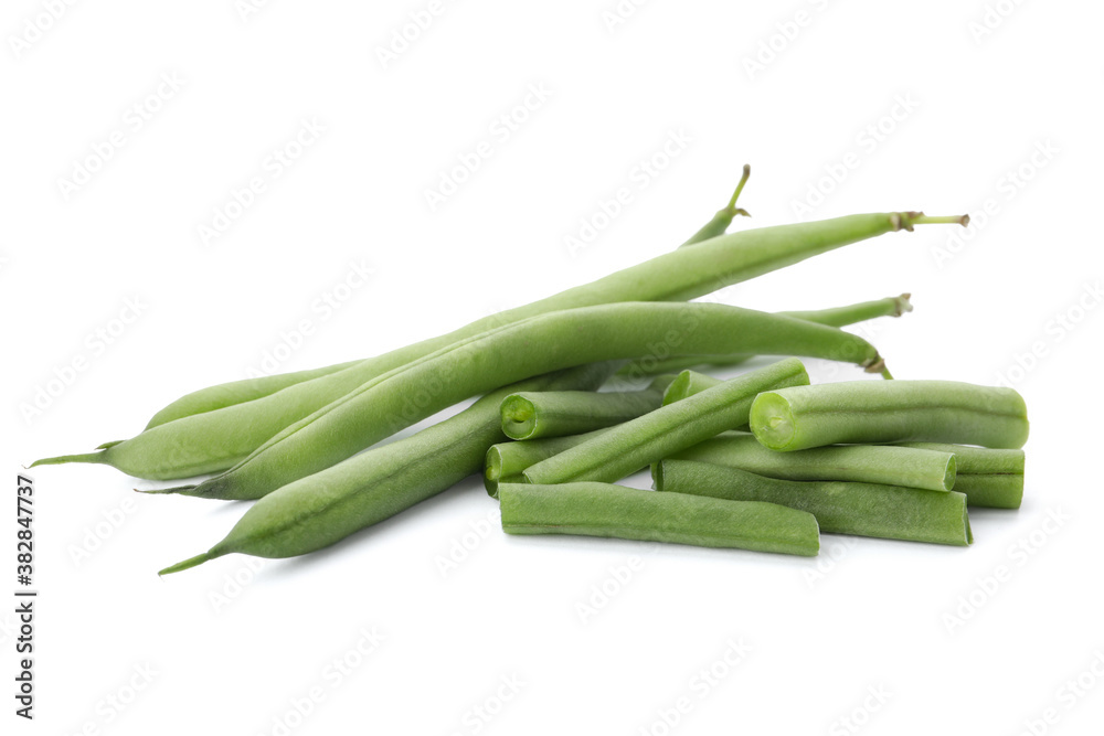 Delicious fresh green beans on white background Delicious fresh green beans on white background