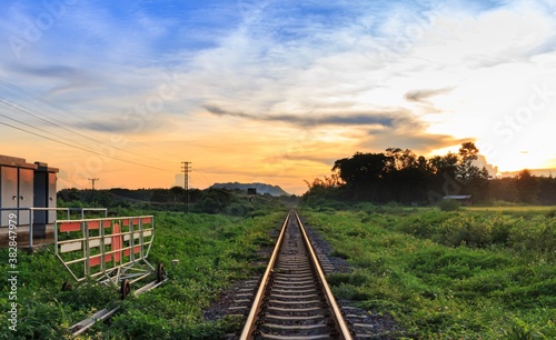 railway and the sunset