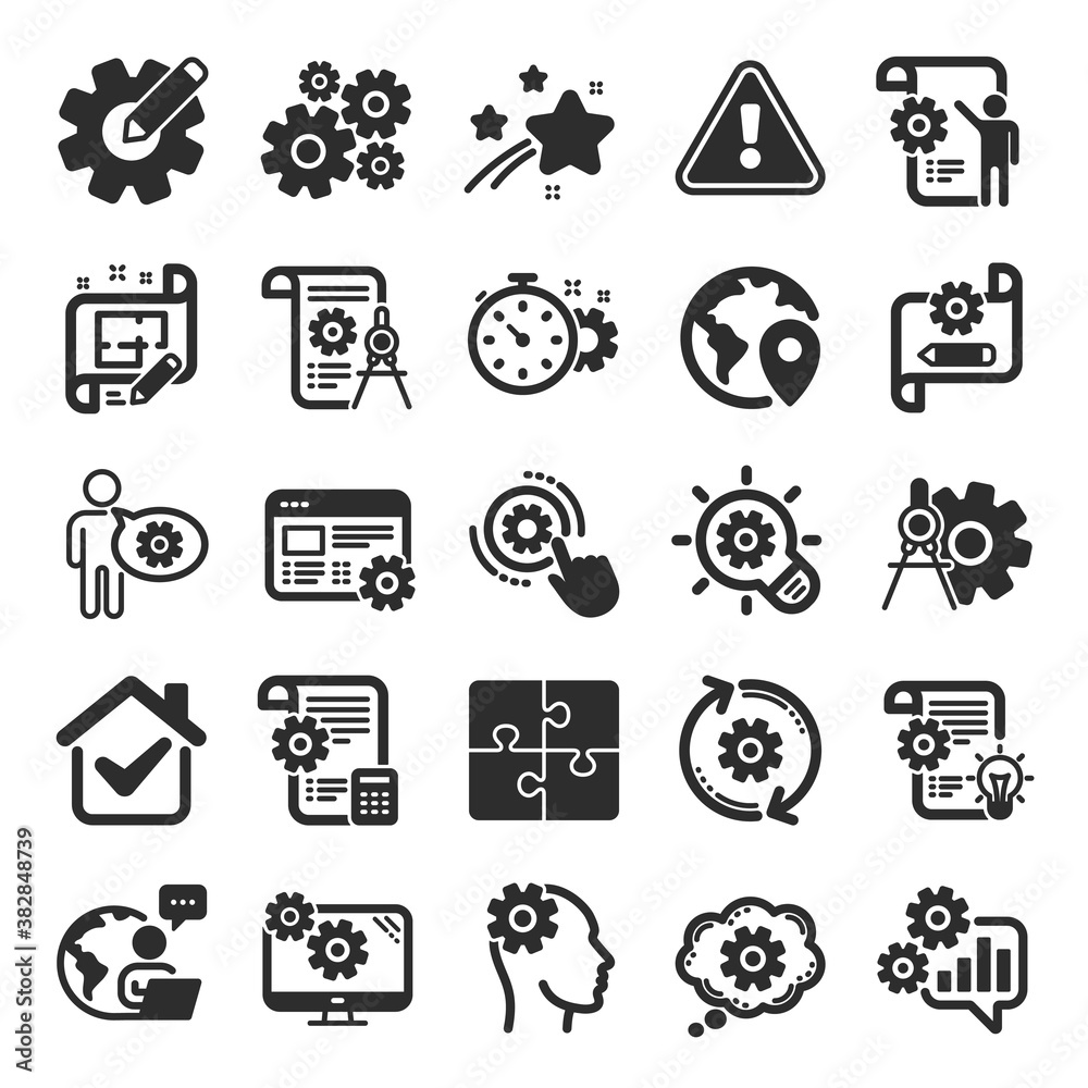 Engineering icons. Set of Idea bulb, Dividers tools and Blueprint icons. Cogwheel, calculate price, mechanical tools. Idea bulb with cog, architect dividers, engineering people. Flat icon set. Vector Engineering icons. Set of Idea bulb, Dividers tools and Blueprint icons. Cogwheel, calculate price, mechanical tools. Idea bulb with cog, architect dividers, engineering people. Flat icon set. Vector