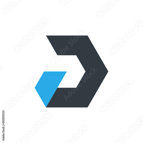 Letter D technology icon vector polygon concept