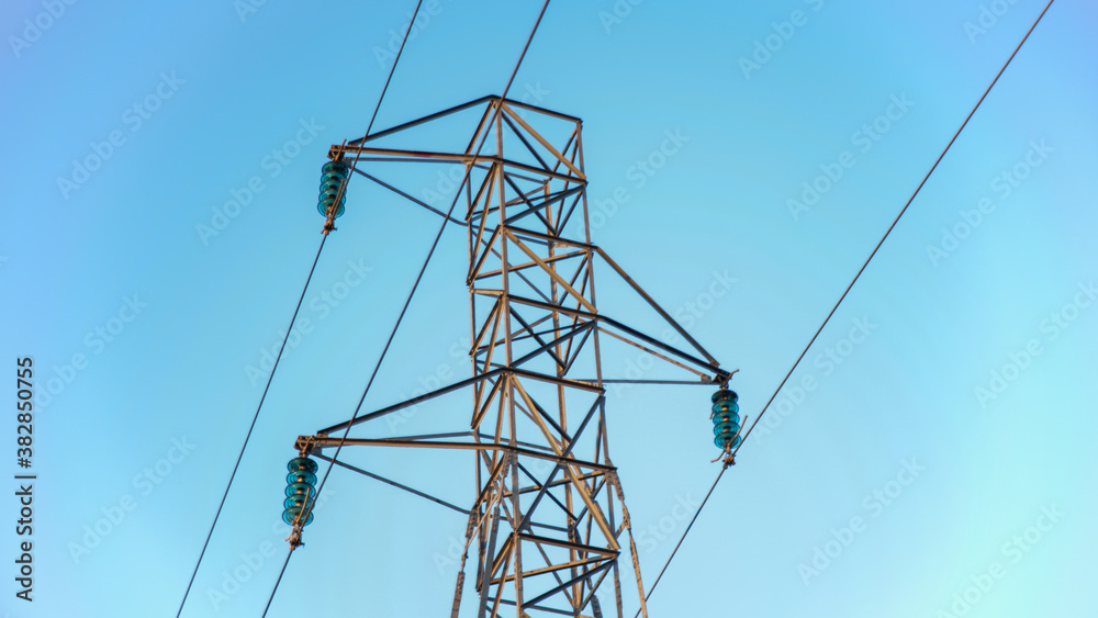 Close-up on a high-voltage line	