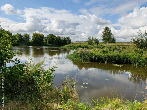 Beautiful Russian landscape. Bykovka river, Moscow region. © maxim850