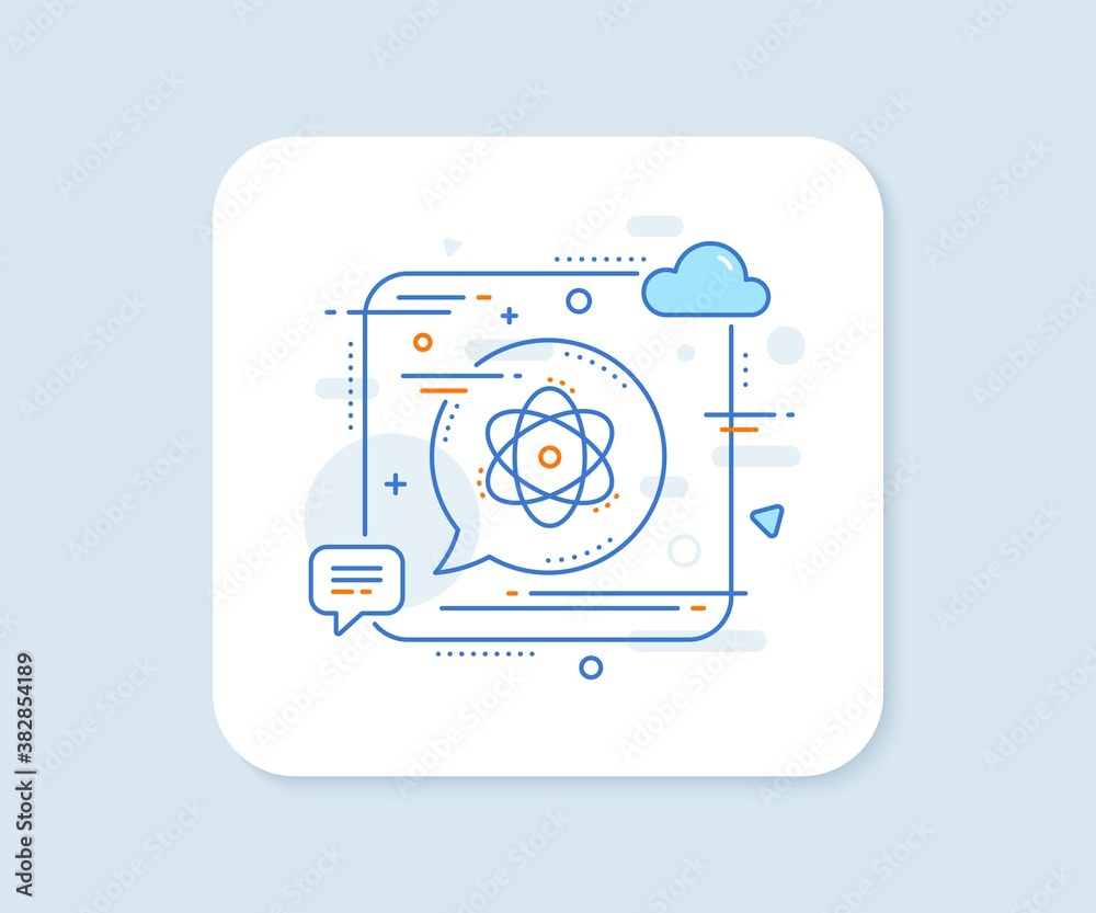 Atom line icon. Abstract square vector button. Energy sign. Chemical element symbol. Atom line icon. Speech bubble concept. Vector Atom line icon. Abstract square vector button. Energy sign. Chemical element symbol. Atom line icon. Speech bubble concept. Vector