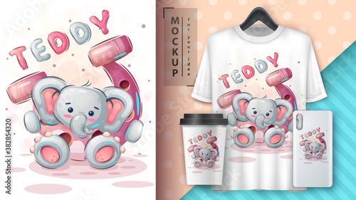 Elephant with horseshoe - poster and merchandising.