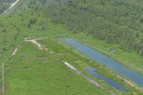 Aerial photo of green land, Banyuasin area, Indonesia photo