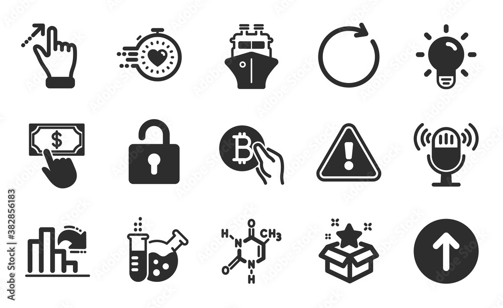 Timer, Payment click and Synchronize icons simple set. Lock, Loyalty program and Swipe up signs. Decreasing graph, Touchscreen gesture and Chemistry lab symbols. Flat icons set. Vector Timer, Payment click and Synchronize icons simple set. Lock, Loyalty program and Swipe up signs. Decreasing graph, Touchscreen gesture and Chemistry lab symbols. Flat icons set. Vector