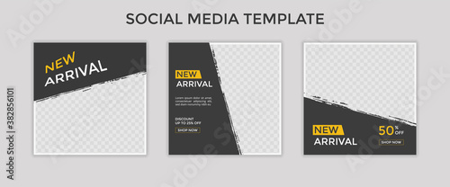 Set of Editable square banner template for ad. Suitable for social media post for promotion.