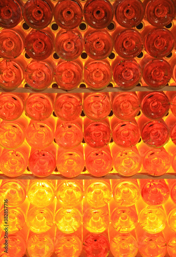 Wine bottles pattern background.