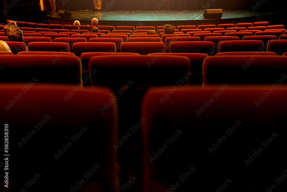 close up rack roll of red auditorium chairs close up rack roll of red auditorium chairs