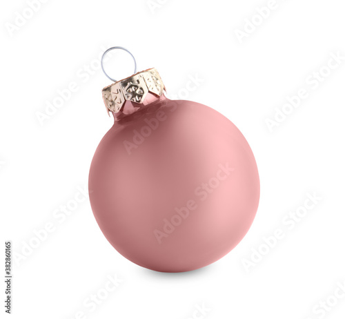 Beautiful pink Christmas ball isolated on white
