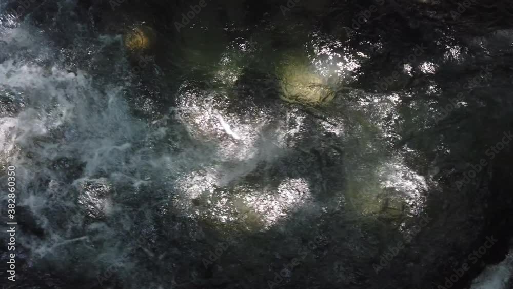 Top down view of fresh water streaming in the Banias river, at the Golan heights, Israel. Slow motion shot. Top down view of fresh water streaming in the Banias river, at the Golan heights, Israel. Slow motion shot.