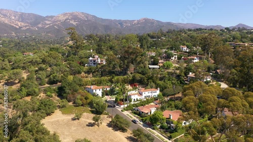 Beautiful buildings of Santa Barbara in lush green environment