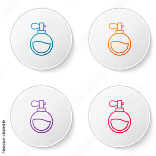 Color line Perfume icon isolated on white background. Set icons in circle buttons. Vector.