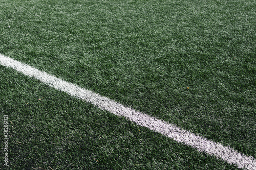 Football soccer lines on an artificial grass surface
