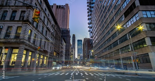 Day to Night Timelapse Sunset Rush Hour Traffic on Church Street in TriBeCa District