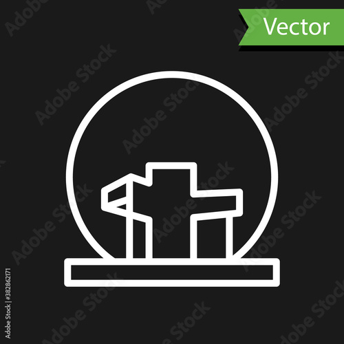 White line Montreal Biosphere icon isolated on black background. Vector.