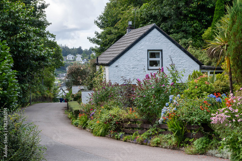 english country house with flowers
