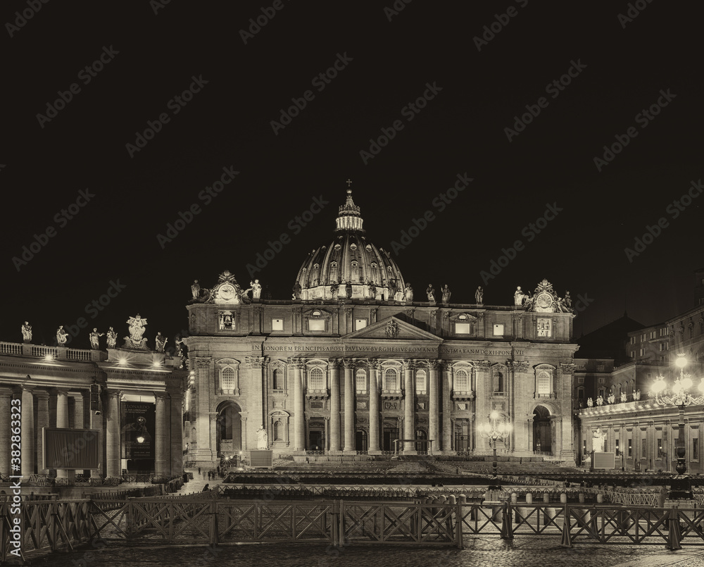 St. Peter's Basilica in Vatican at night